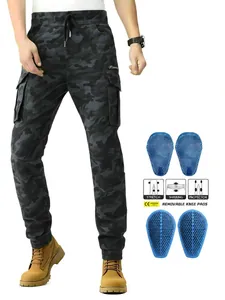 Pantaloni moto mimetici da uomo con protezioni CE e inserti elastici per il massimo comfort