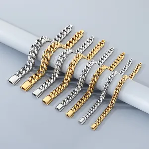 Classic Cuban link bracelets in gold and silver finishes with secure flip-cover buckles