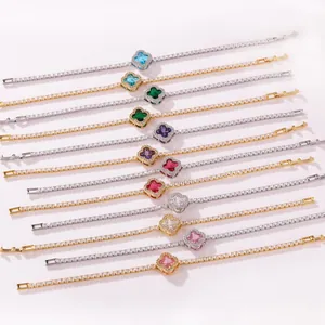 Detailed showcase of diverse four-leaf clover bracelets in gold and silver plating.