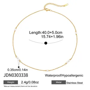 18k vergoldete Edelstahlperlenkette mit einer verstellbaren Länge von 40+5cm Kettenmaß