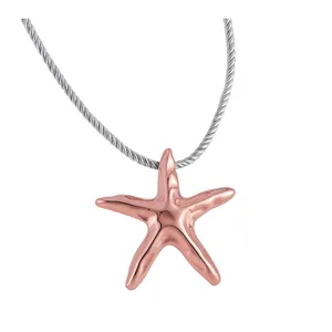 Élégant collier avec pendentif étoile de mer or rose et chaîne torsadée argentée femme