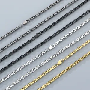 Set di Gioielli Unisex in Acciaio Inossidabile Catena a Bambù Chiusura Lampo Placcato Oro Argento Nero Collana Braccialetto Regalo