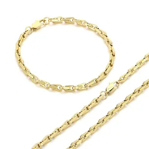 Set collana e bracciale in acciaio inossidabile dorato con maglie a cerniera