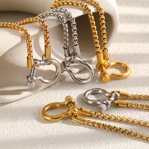 Gioielli alla moda in acciaio inossidabile con catena box e chiusura a grillo a U