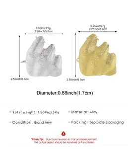 Detailed dimensions of artistic irregular pleated alloy knuckle rings in gold and silver