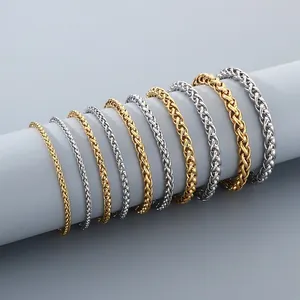 Roestvrijstalen tarweketting armbanden in goud en zilver met diverse diktes