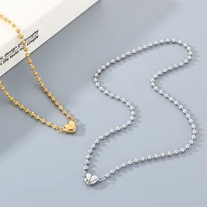 Collana di perle in acciaio inossidabile con chiusura magnetica a forma di cuore unica