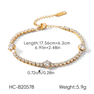 Détails d'un bracelet de tennis en zircon brillant avec poids et dimensions exacts