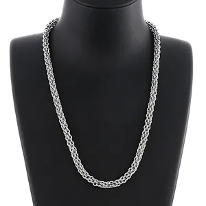 Unisex handmade stainless steel lantern chain necklace in minimalist silver-tone