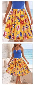 Detail of nautical starfish print and cutout bodice on a retro summer A-line dress