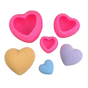 Woven heart silicone mold for baking chocolate and cake decorating with grid texture