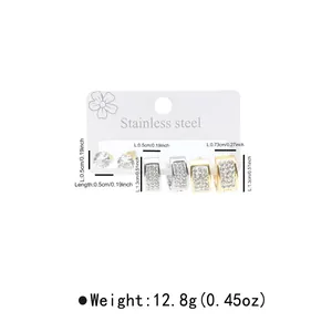 Detailed size and weight specs for stainless steel hoop and stud earring set