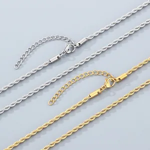 Minimalistische roestvrijstalen koordkettingen met karabijnsluiting in zilver goud