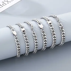 Bracelet Gourmette Cubaine En Acier Inoxydable Poli Minimaliste Bijoux Pour Hommes Femmes
