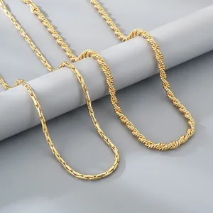 Detail van gouden roestvrijstalen touwketting en schakelketting voor modeaccessoires nu