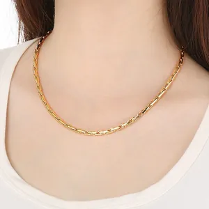 Roestvrijstalen Touwketting Ketting 18K Verguld Twisted Link Hip Hop Streetwear Heren Dames