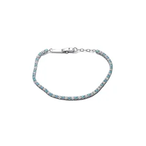 Elegante bracciale tennis in argento sterling con scintillanti zirconi blu e bianchi