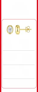 Detail view of oval cut moissanite stud earrings in S925 sterling silver gold plating