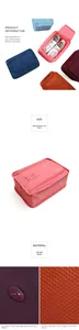 Waterproof travel shoe pouch detail showing mesh fabric and dimensions 210x300x115mm