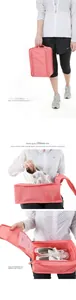 Pink waterproof travel shoe pouch with sturdy handle and breathable mesh compartment