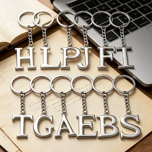 Porte-Clés Lettre Anglaise Capitale En Alliage De Zinc Poli Argent Finition Miroir Accessoire De Sac Cadeau