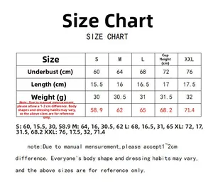 Tableau des tailles détaillé pour soutien-gorge couvrant avec mesures du S au XXL