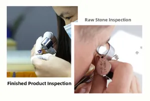 Contrôle qualité en gros plan de la bague en argent 925 et de l'inspection des moissanites