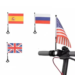 Car Window Flag Polyester National Banner With Plastic Pole Waterproof Wind Resistant Automotive Exterior Decoration Sport Event Support