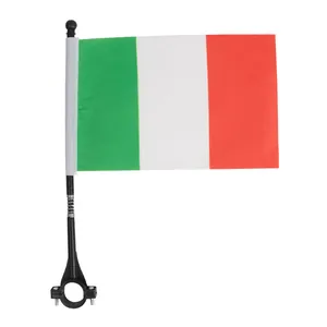 Detail of Italy flag with spring pole and handlebar mount for electric scooters