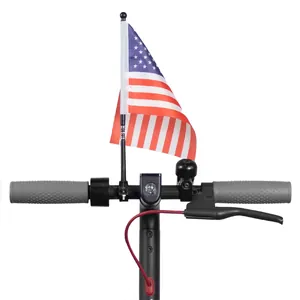 Universal American flag mount for bicycle and scooter handlebars with safety flag pole