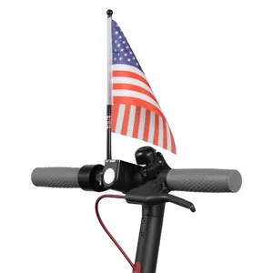 Handlebar safety flag with USA pattern and black mount for electric scooters and bikes