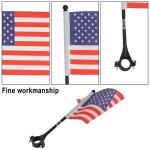 Safety US flag for bike and scooter with spring-loaded pole and mounting bracket