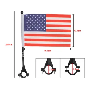 Adjustable handlebar mount safety flag for electric scooters and bicycles with US flag