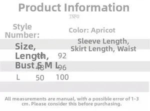 Size chart for beaded sleeveless top in apricot, showing length and bust in S, M, L