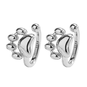Cute cat claw shaped S925 sterling silver ear cuffs for women with polished finish