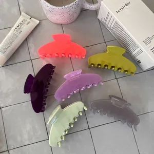 Set of colorful Y2K acetate jelly hair claw clips in large dopamine shark style