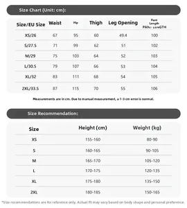 Guide des tailles détaillé pour jean bleu clair délavé avec mesures allant de XS à 2XL