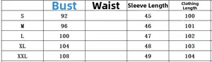 Size chart for V-neck pleated dress with bust and length measurements in centimeters