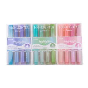 Set of 12 aesthetic gradient highlighters in soft eye-protection pastel colors