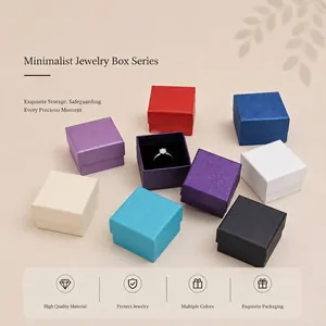 Linen Texture Cardboard Jewelry Box With Sponge For Rings Earrings Necklaces Bracelet Gift Box Square Jewelry Storage Case