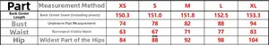 Size chart for wine red satin party dress including chest, waist, and hip measurements