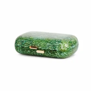 Elegant green marble pattern acrylic clutch bag with gold metal clasp for women's parties