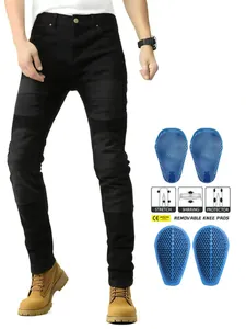 Professionelle Motorrad Jeans Für Herren Atmungsaktive Baumwolle Denim Hose Mit Abnehmbarer CE Schutzausrüstung Kevlar Verstärkt