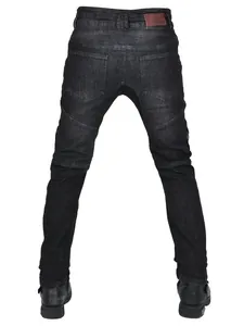 Motorradjeans für Herren in Dunkelgrau mit Schutzeinsätzen und elastischem Rücken