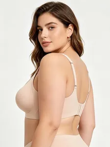 Reggiseno beige senza cuciture taglie forti senza ferretto con spalline regolabili