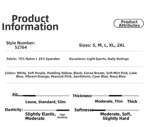 Guide des tailles et détails du tissu pour brassière de yoga dos nu style 52764