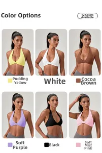 Détails des soutiens-gorge de sport dos nu en diverses couleurs avec nœud croisé