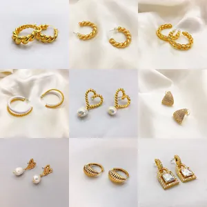 Boucles D'oreilles Créoles En Cuivre Plqué Or 18K Rétro Français Croissant Torsadé Spirale Bijoux Pour Femmes