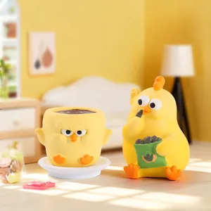 Cute yellow chick resin figurines set for creative desktop decor and home aesthetic
