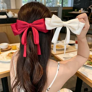 Femmes Grande Pince à Cheveux Nœud Tissu Satin Barrettes à Cheveux Élégant Pince à Ressort Accessoires Coiffure Filles Quotidien